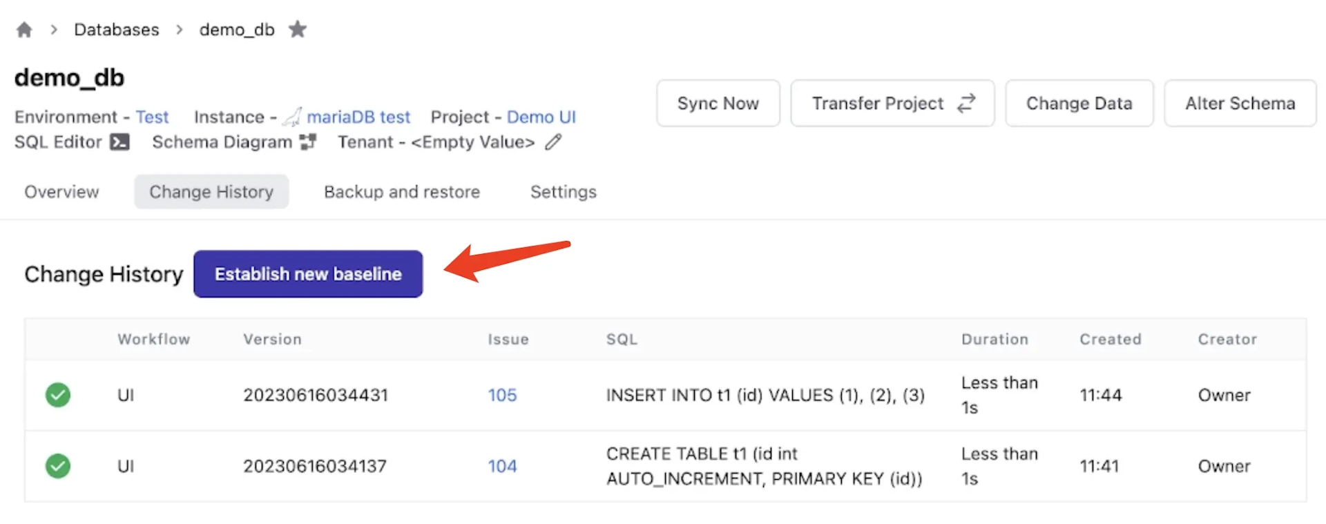 bb-demo_db-establish-new-baseline